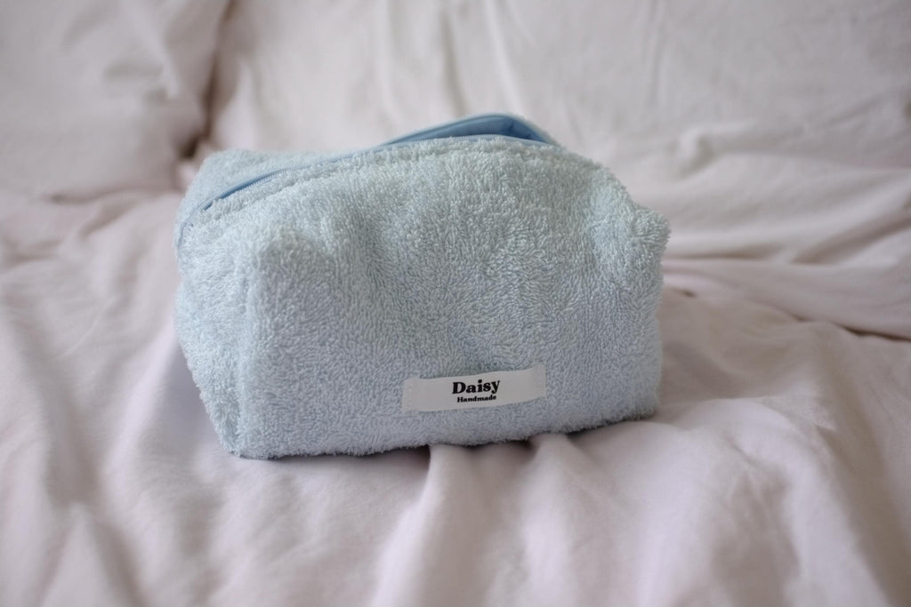 Makeup bag light blue terry