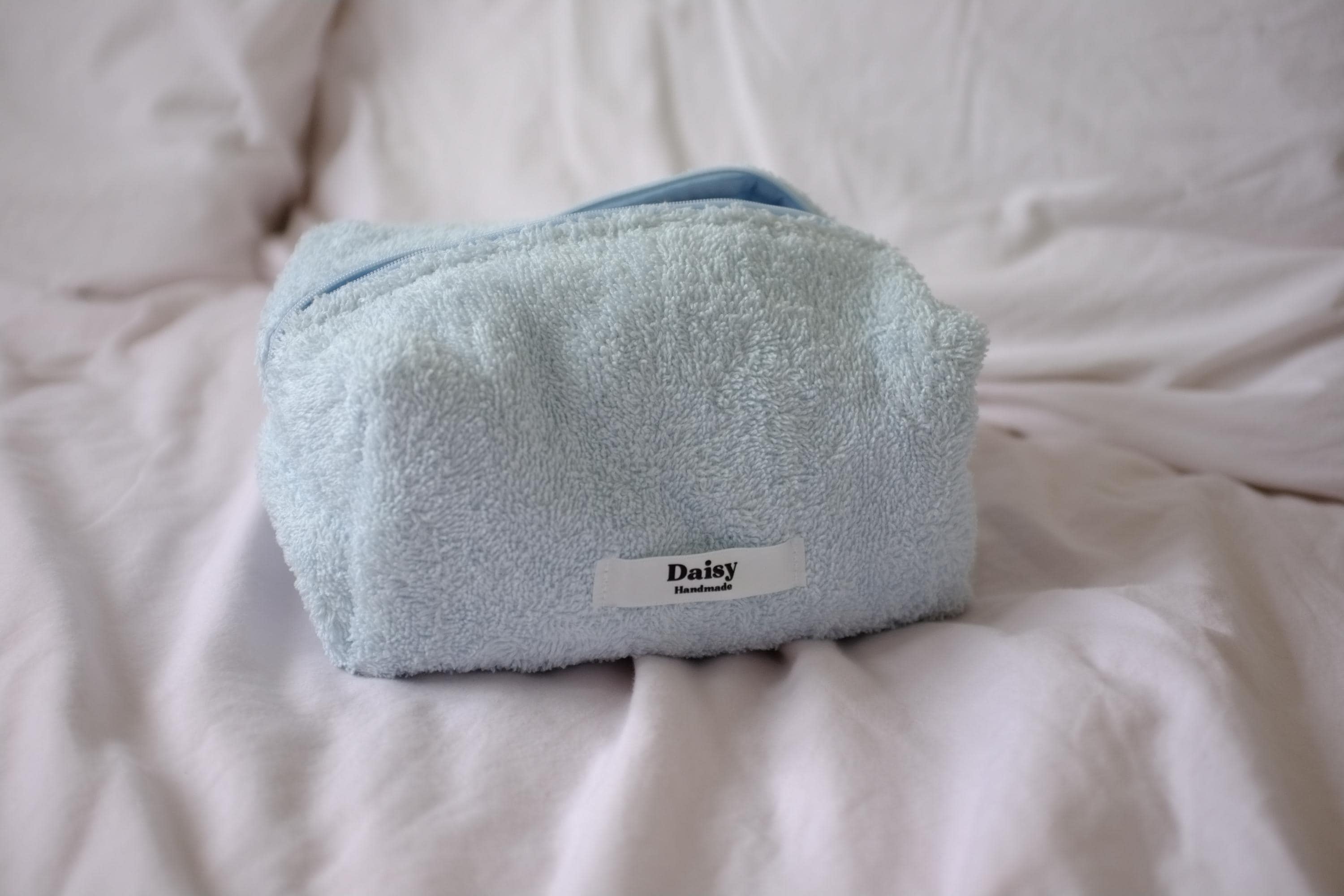 Makeup bag light blue terry