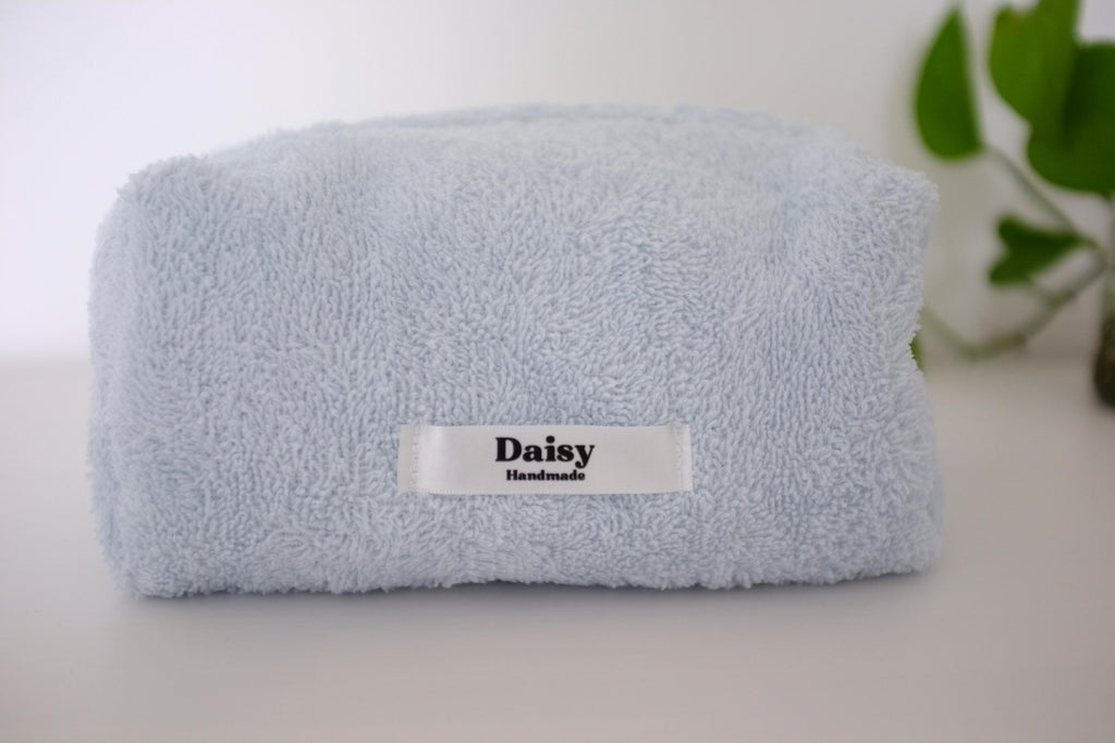 Makeup bag light blue terry