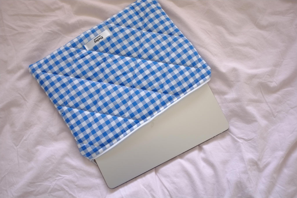 Laptop sleeve royal blue gingham