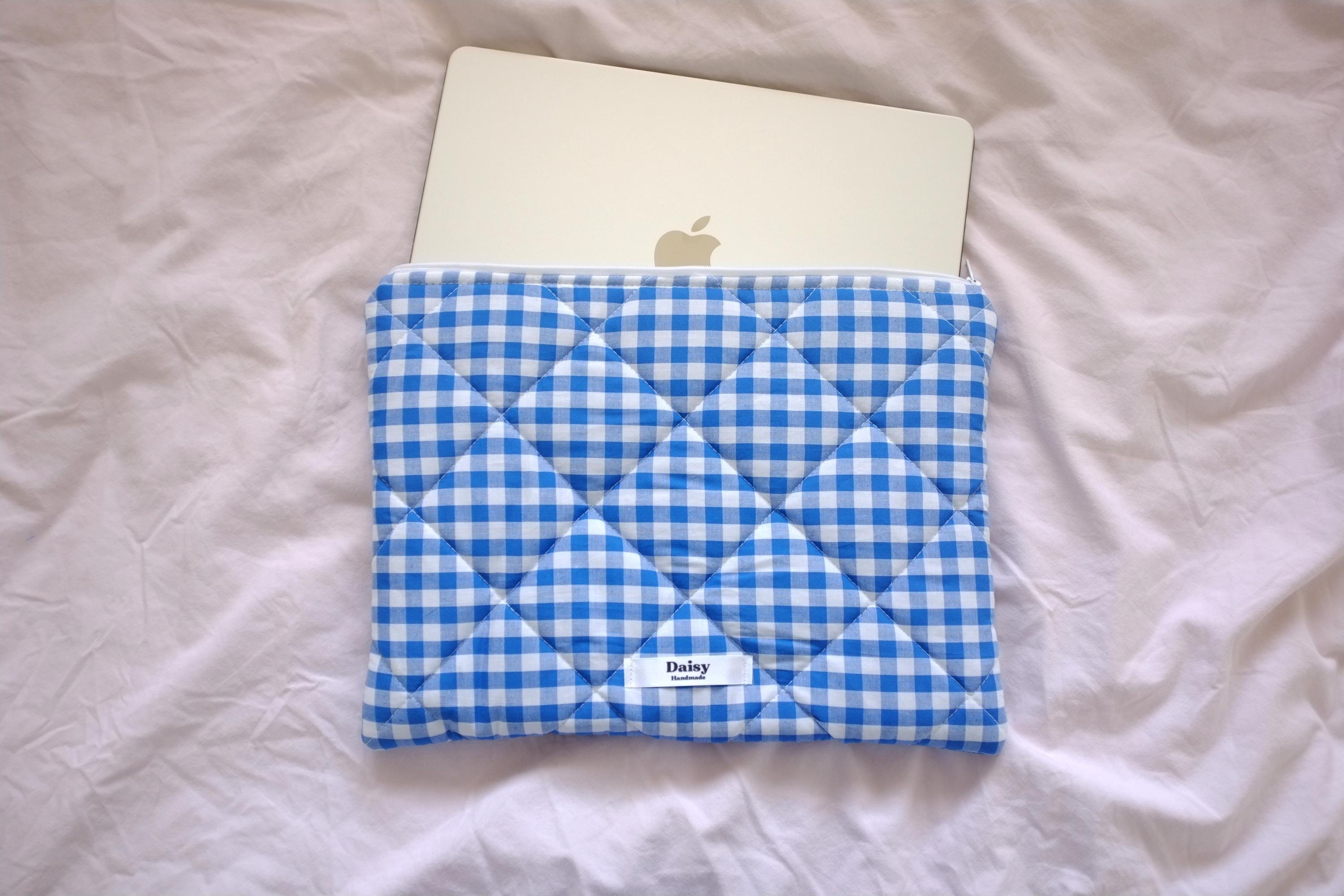 Laptop sleeve royal blue gingham