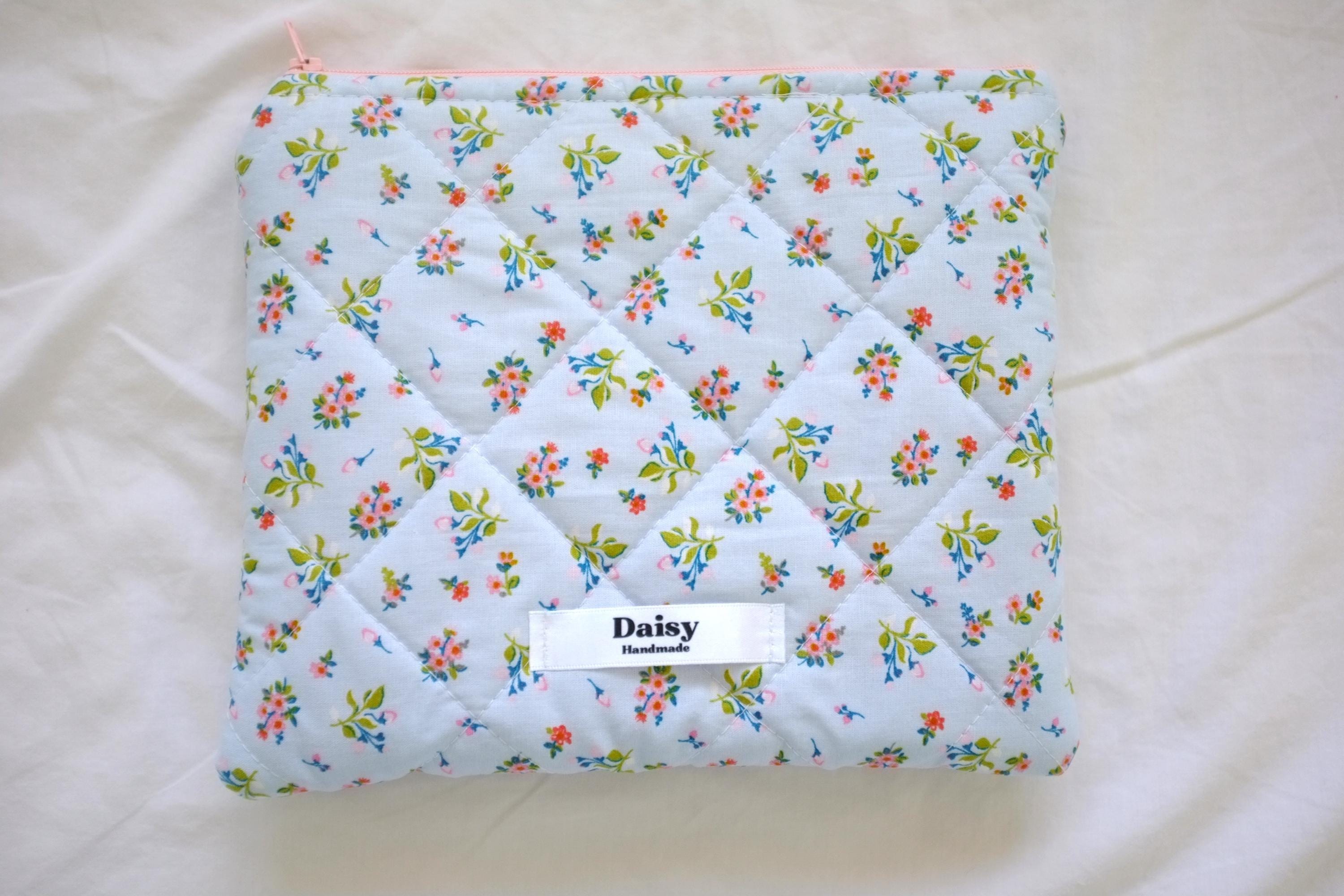 Flat makeup bag blue spring floral