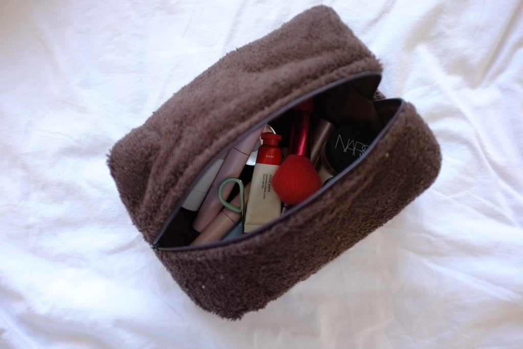 Makeup bag brown terry