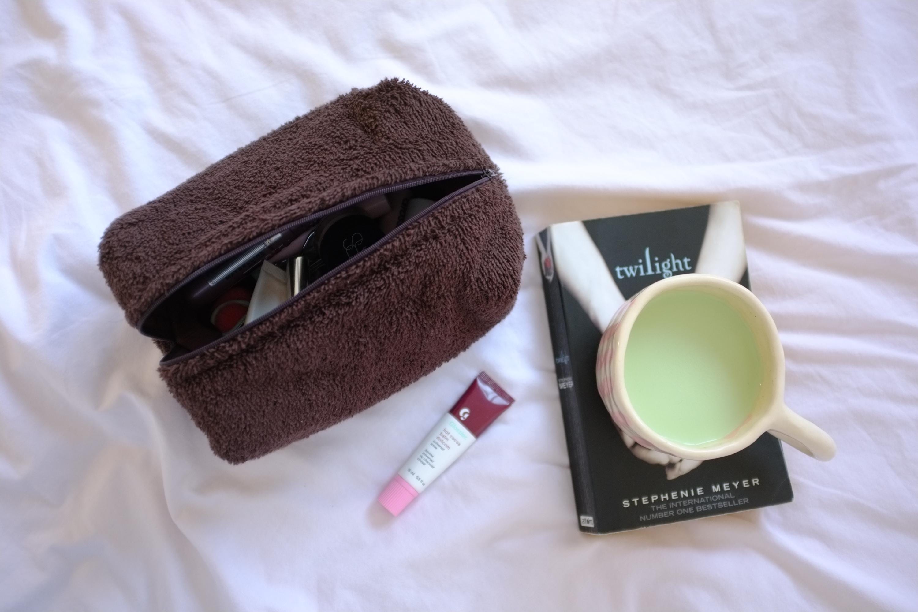 Makeup bag brown terry