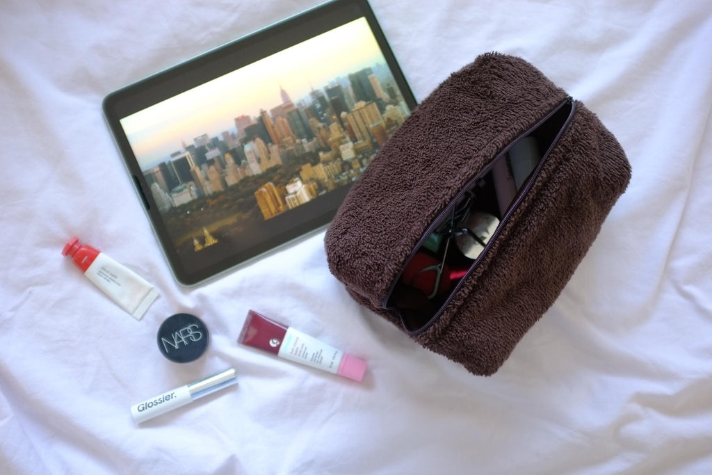 Makeup bag brown terry