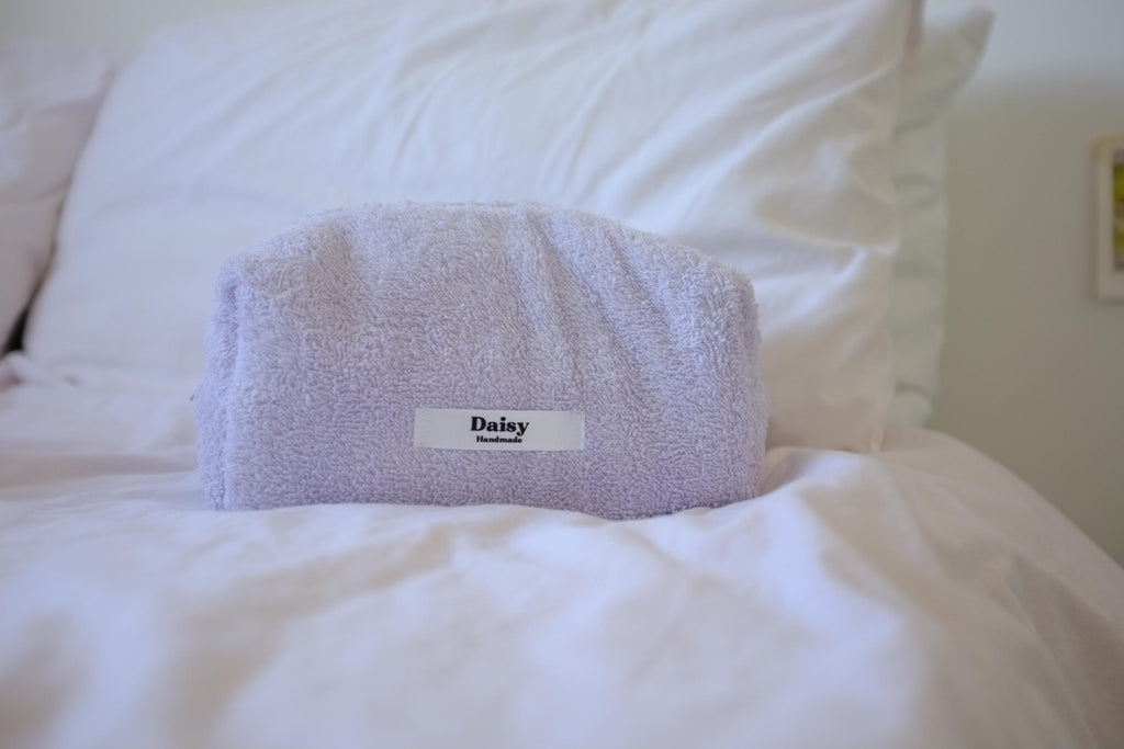 Makeup bag purple terry