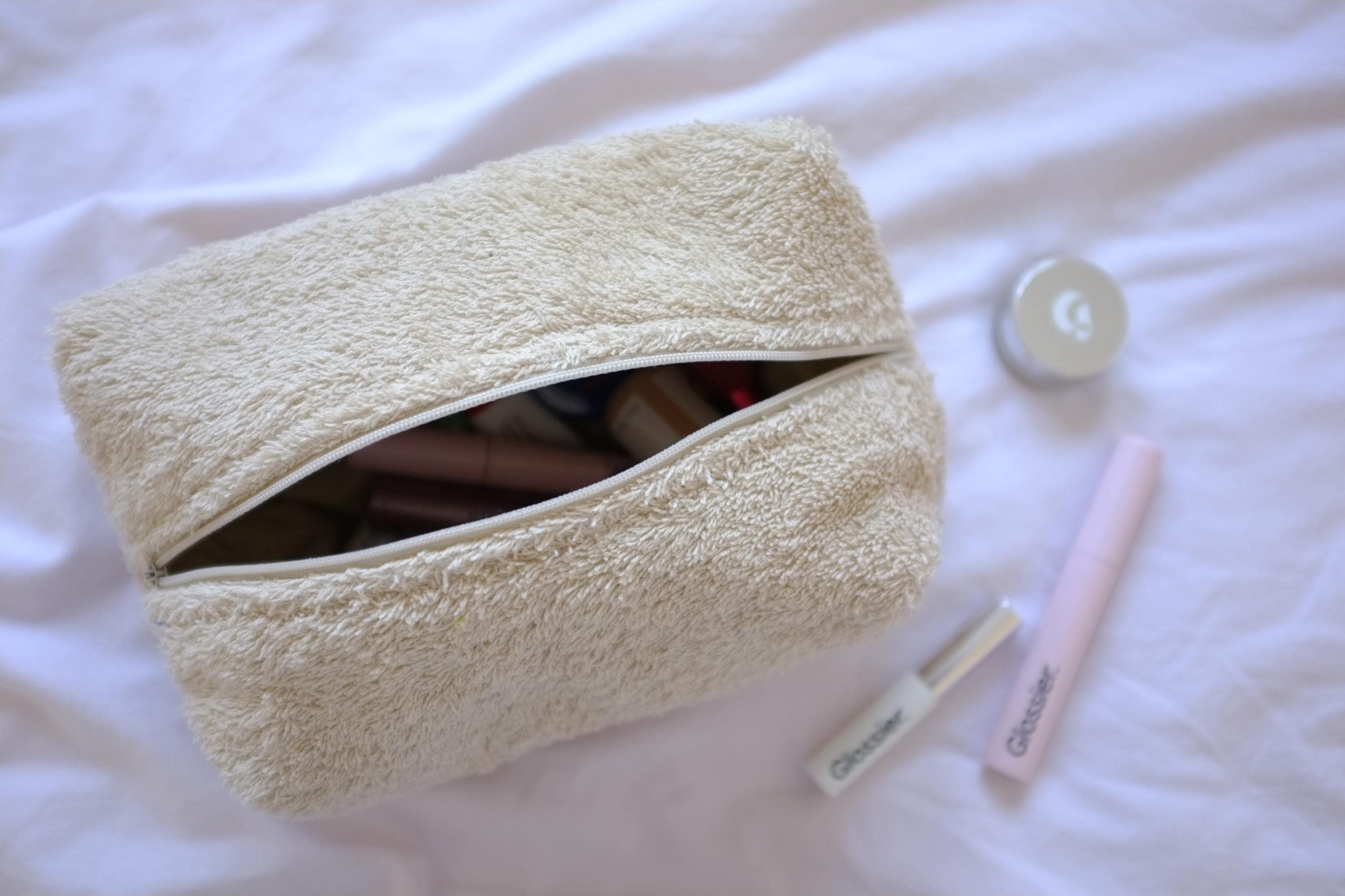 Makeup bag beige terry