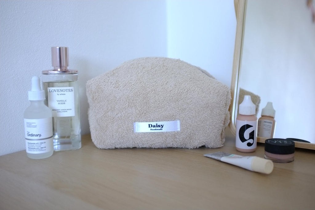 Makeup bag beige terry