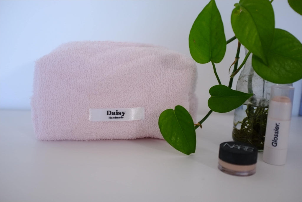 Makeup bag pink terry