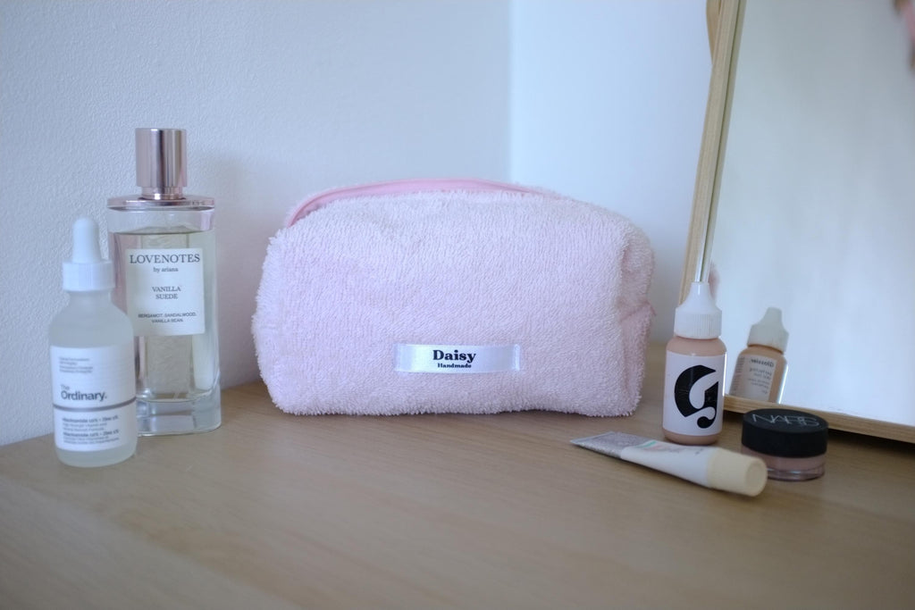 Makeup bag pink terry
