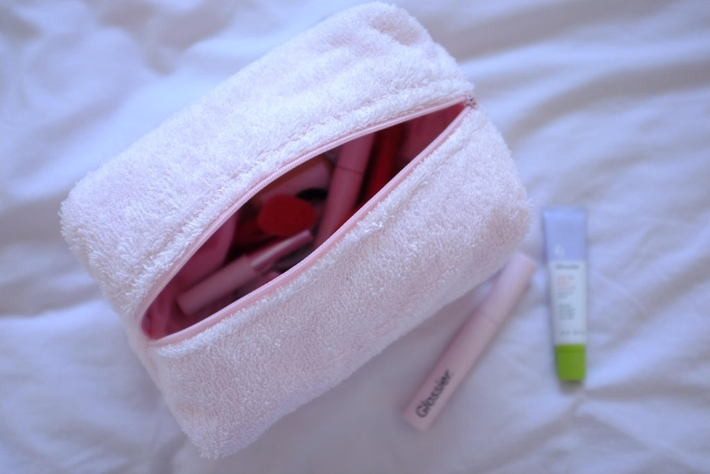 Makeup bag pink terry