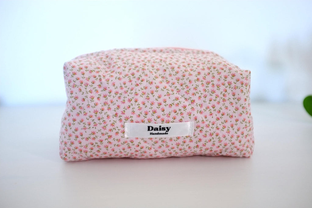 Makeup bag pink tiny floral