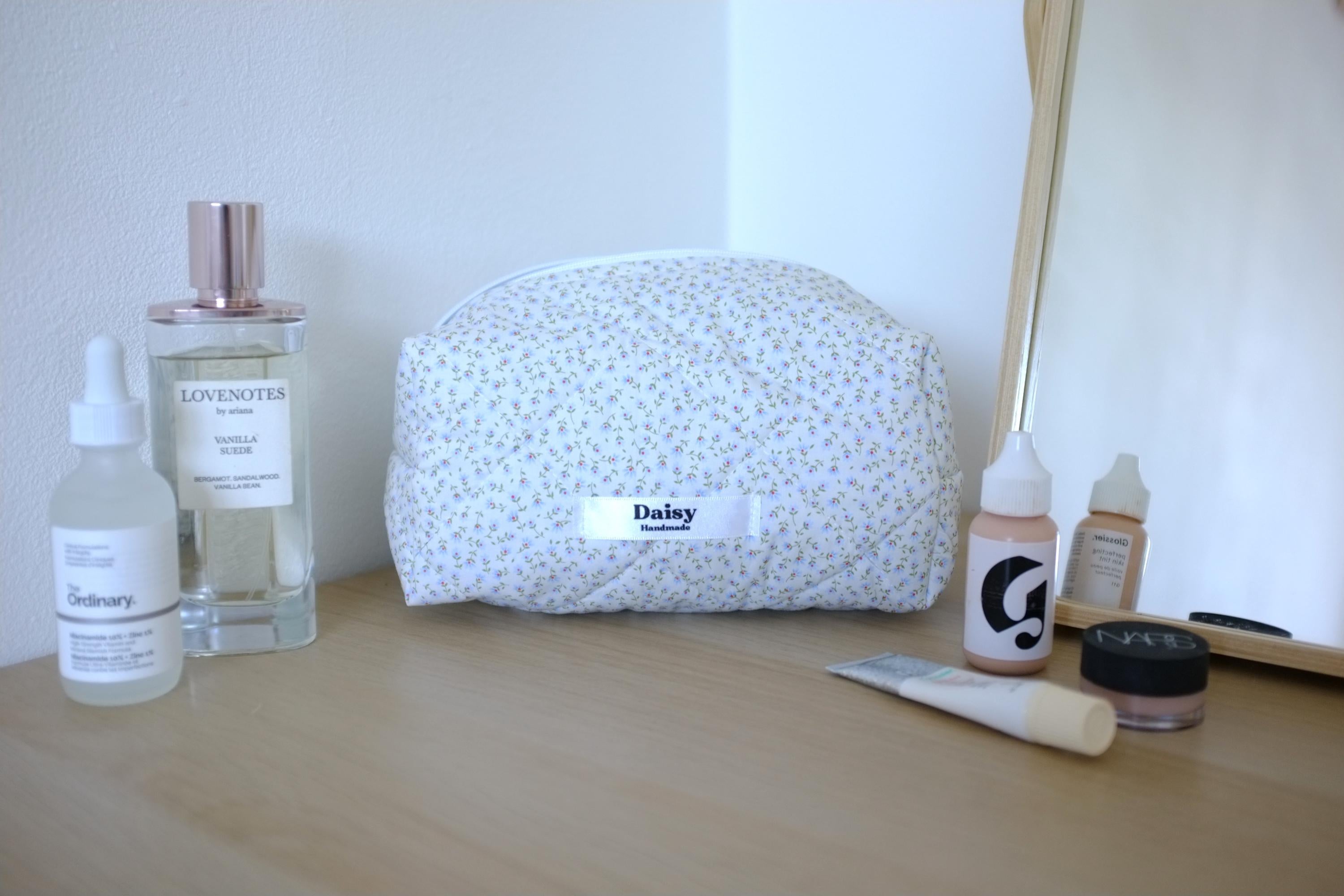 Makeup bag blue tiny floral