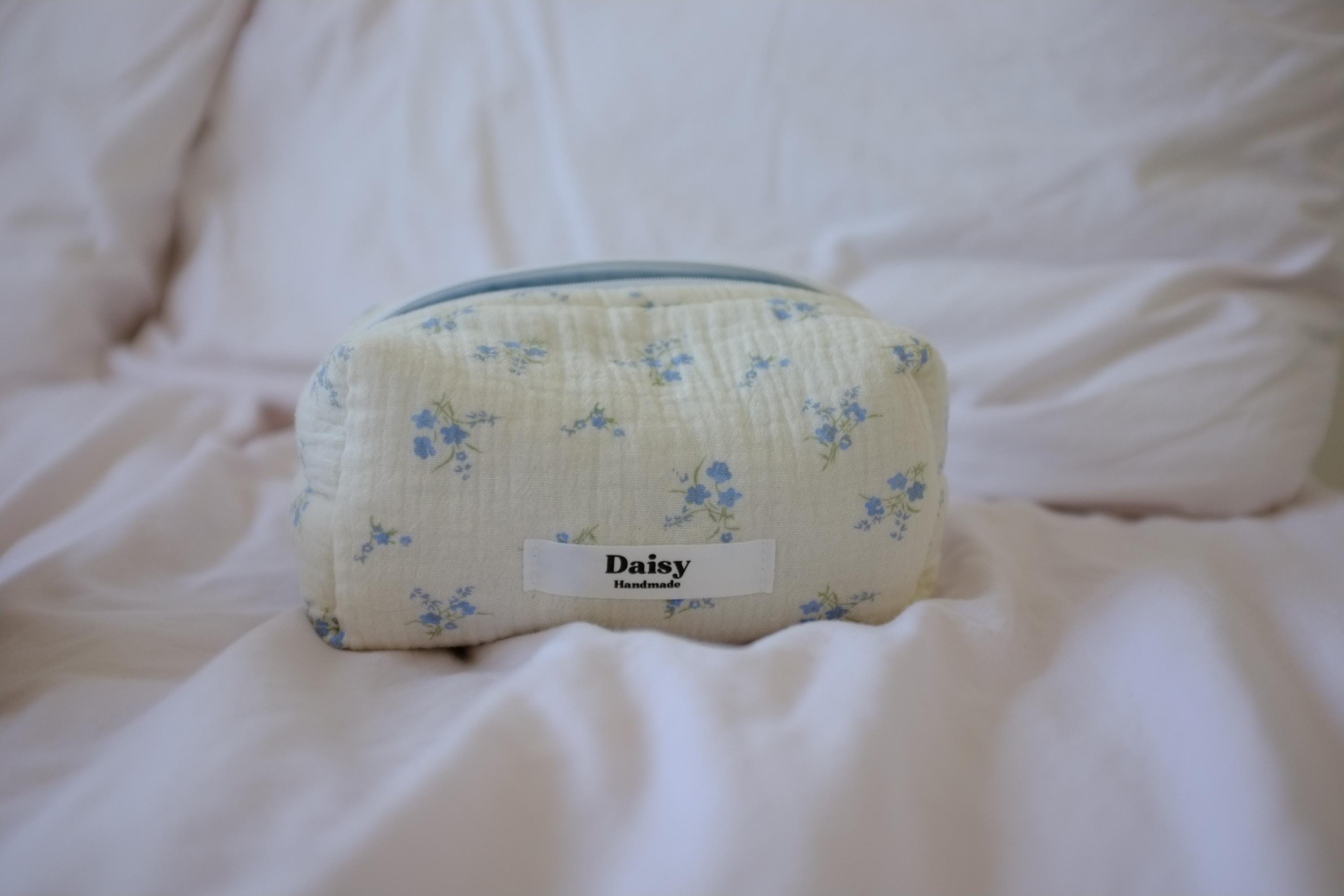 Makeup bag cornflower blue floral