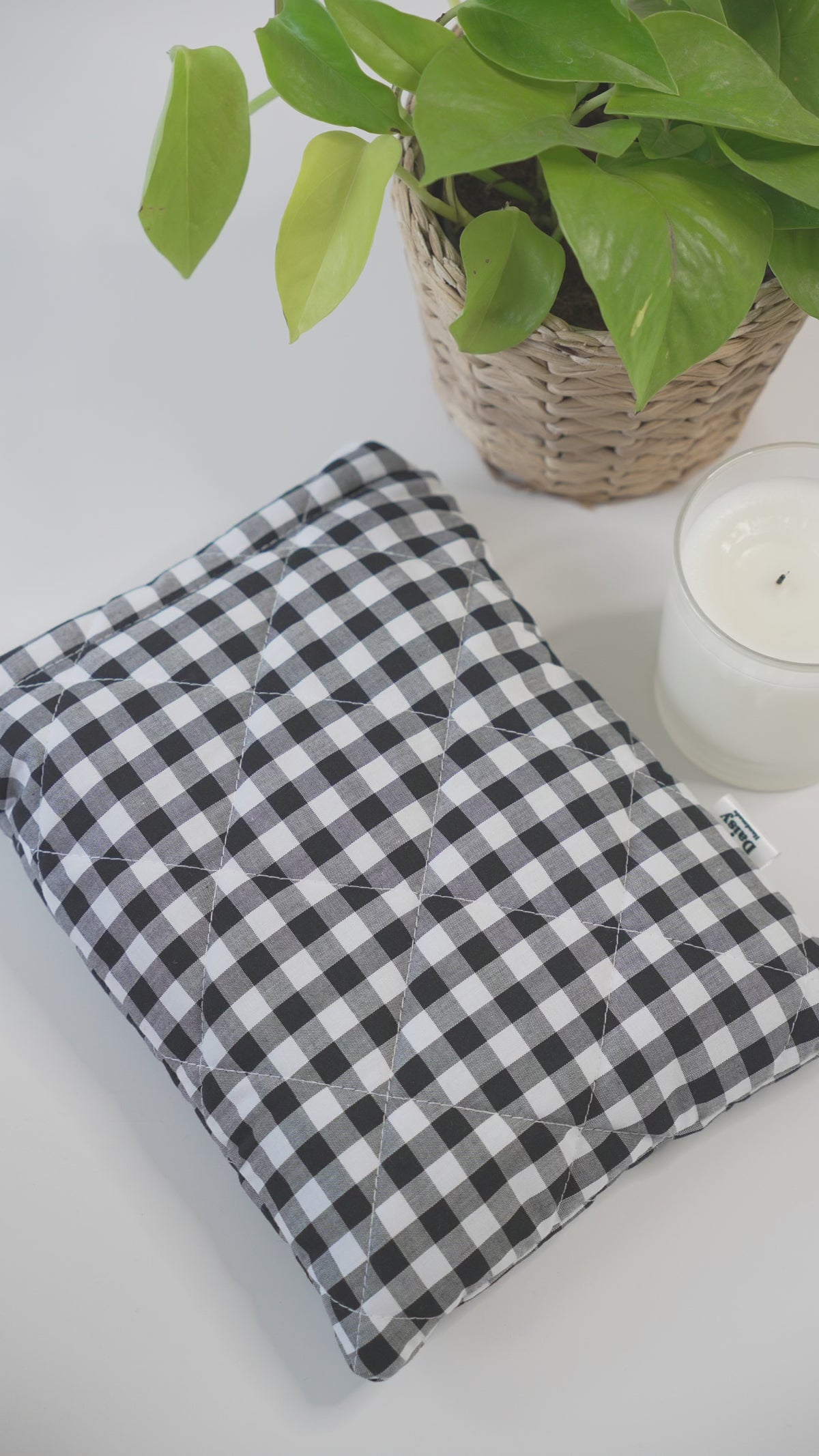Quilted black gingham book sleeve