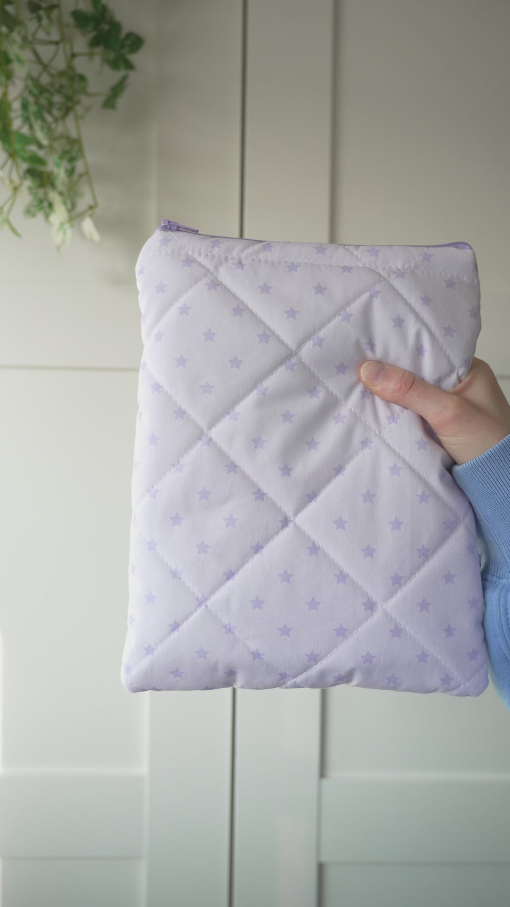 Quilted purple star book sleeve