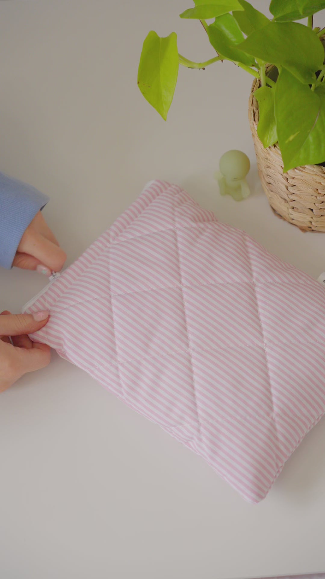 Quilted Pink stripe book sleeve