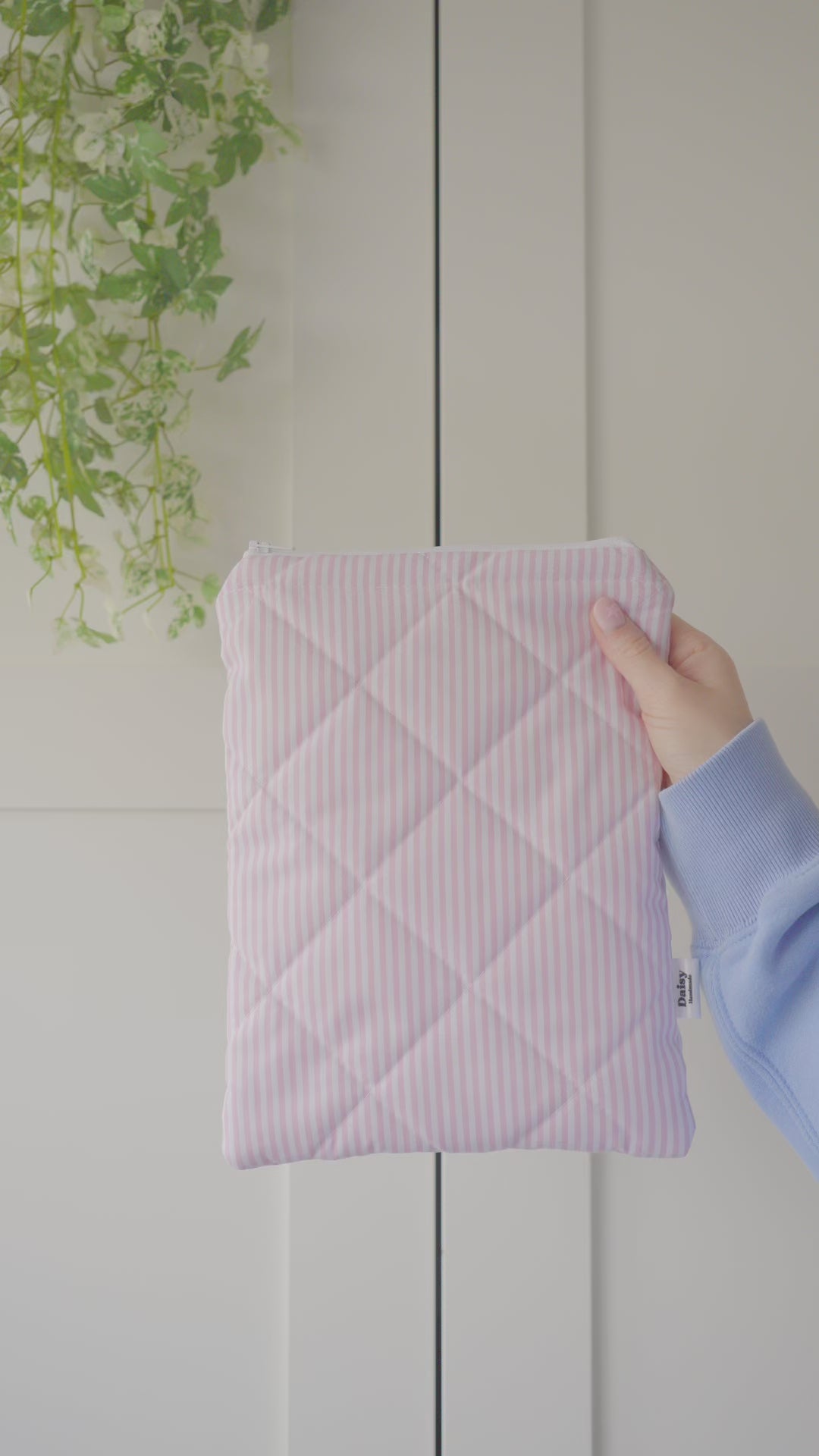 Quilted Pink stripe book sleeve