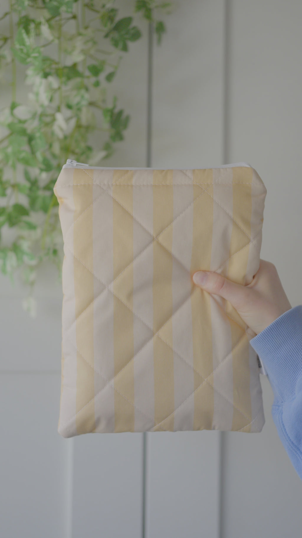 Quilted yellow stripe book sleeve