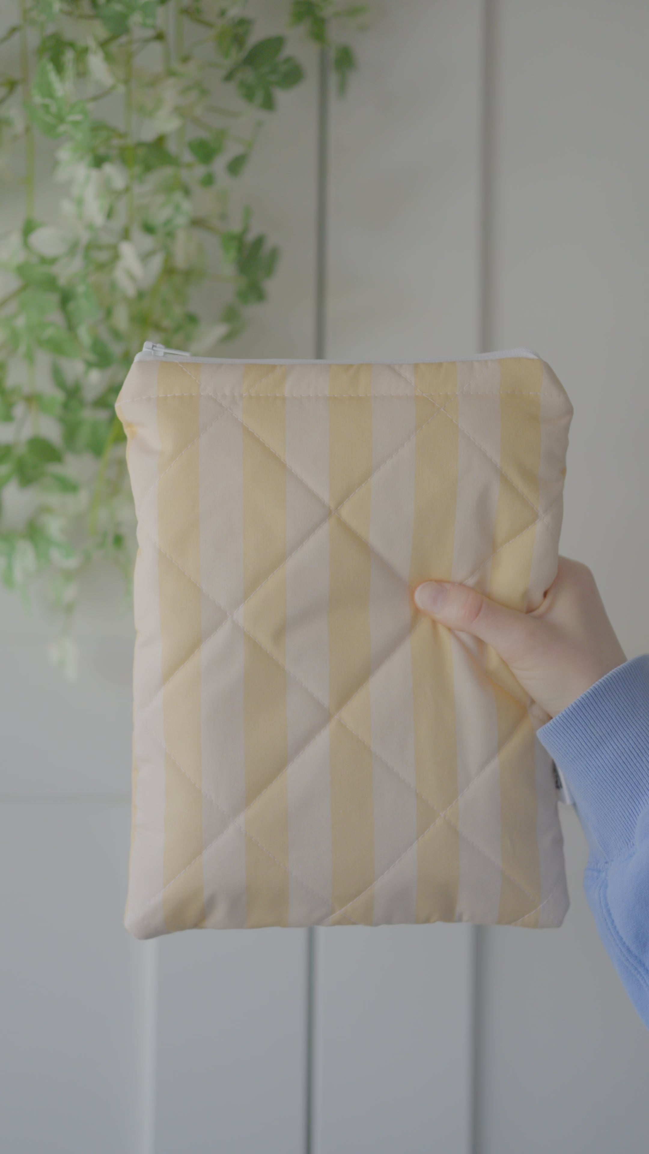 Quilted yellow stripe book sleeve